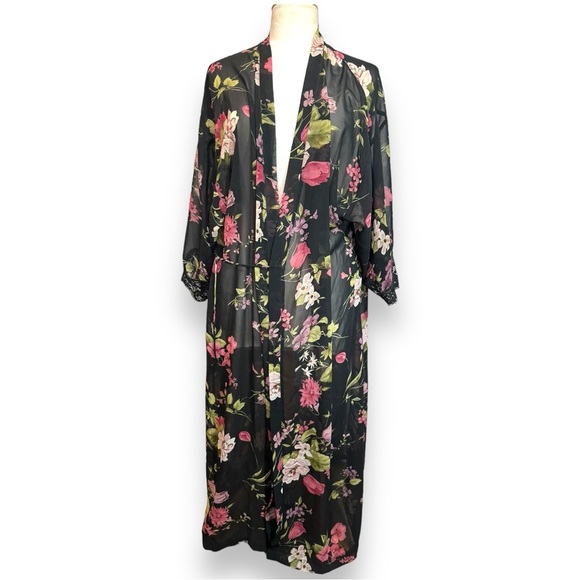 VTG 70s SEARS Lingerie Floral Rose Robe - Picture 1 of 7